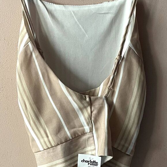 Charlotte Russe Blush Pink & Cream Striped Tie Back Crop Top Size M NWT - Picture 12 of 12